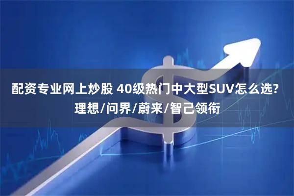 配资专业网上炒股 40级热门中大型SUV怎么选? 理想/问界/蔚来/智己领衔
