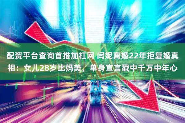 配资平台查询首推加杠网 闫妮离婚22年拒复婚真相：女儿28岁比妈美，单身宣言戳中千万中年心